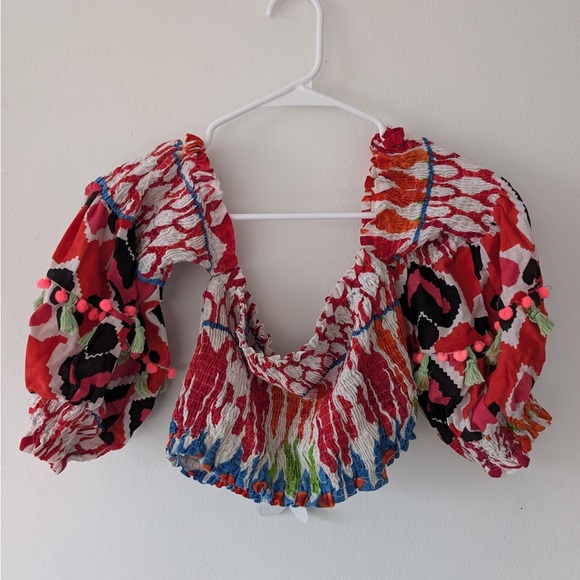 Vibrant Red Embroidered Crop Top - Picture 8 of 10